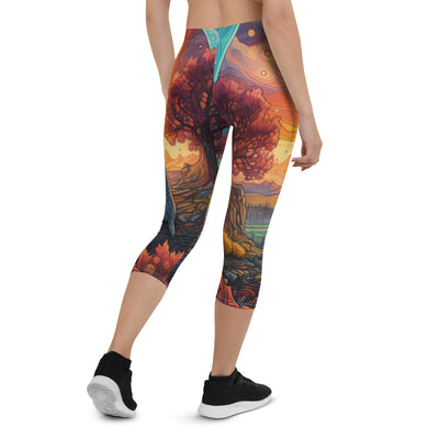 Hund auf Felsen - Epische bunte Landschaft - Malerei - Capri Leggings (All-Over Print) camping xxx