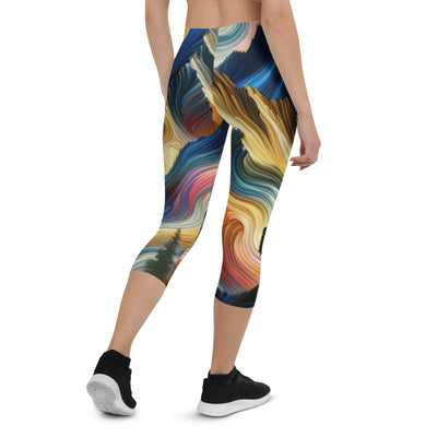 Abstraktes Kunstgemälde der Alpen mit wirbelnden, lebendigen Farben und dynamischen Mustern. Wanderer Silhouette - All-Over Print Capri wandern xxx yyy zzz