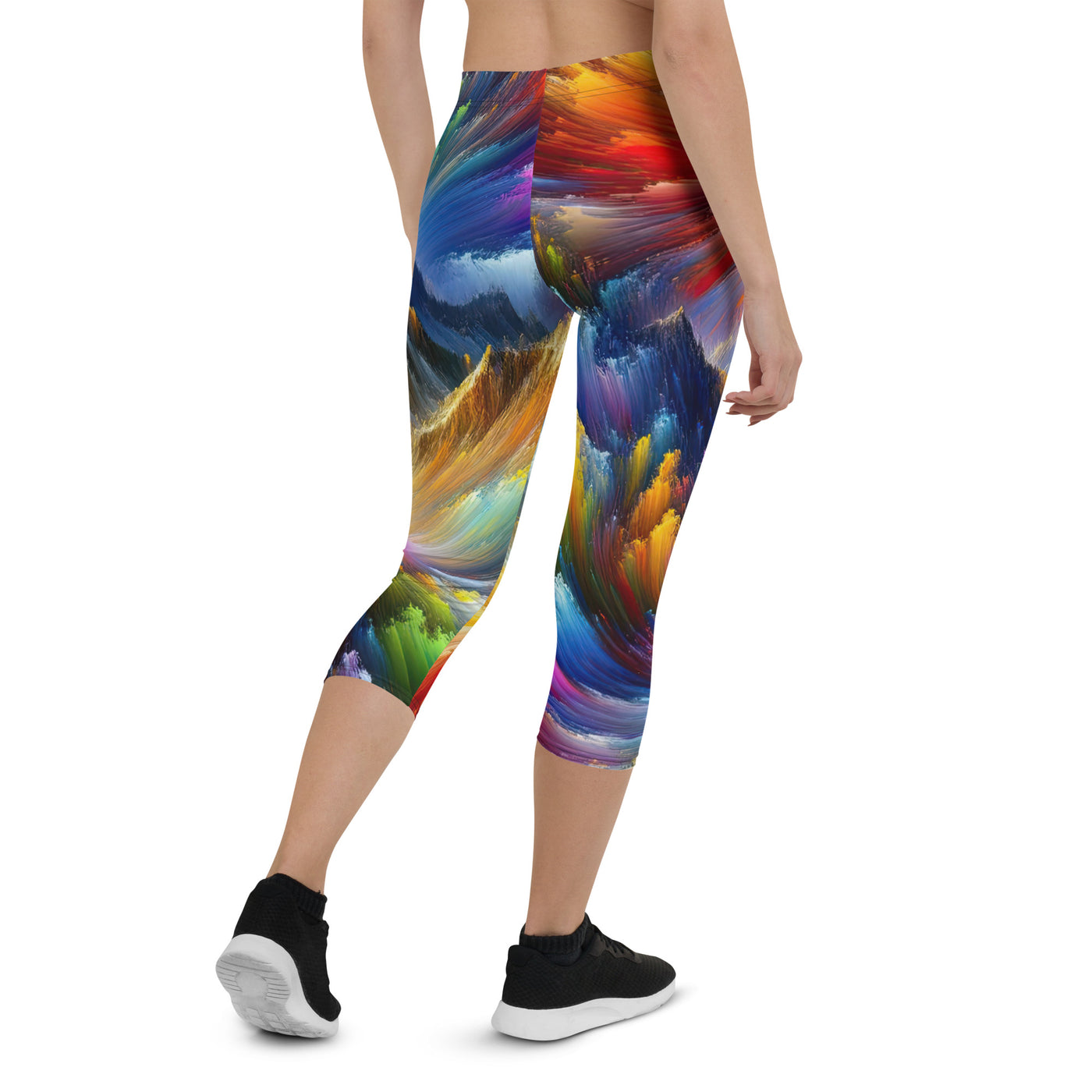 Alpen im Farbsturm mit erleuchtetem Wanderer - Abstrakt - Capri Leggings (All-Over Print) wandern xxx yyy zzz