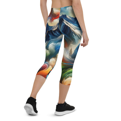 Lebendige Alpen und Bären Sillhouette über Berggipfel - Abstraktes Gemälde - Capri Leggings (All-Over Print) camping xxx yyy zzz