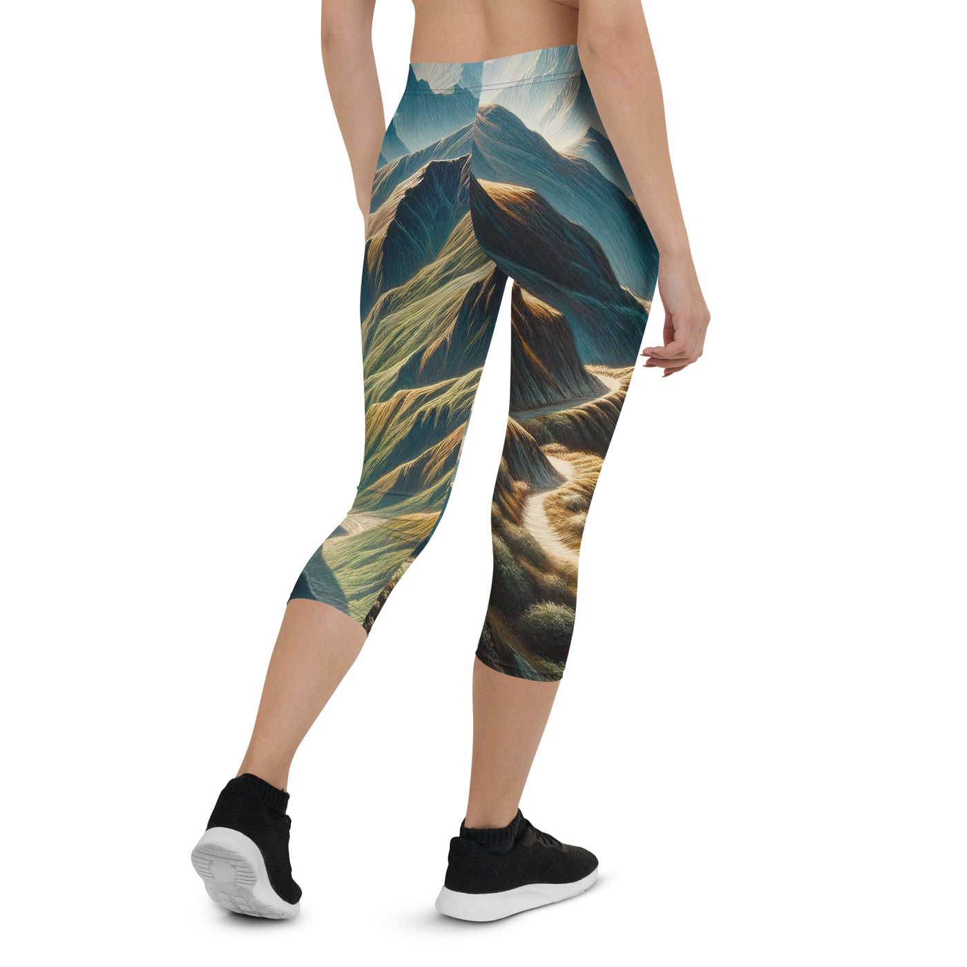 Berglandschaft: Acrylgemälde mit hervorgehobenem Pfad - Capri Leggings (All-Over Print) berge xxx yyy zzz