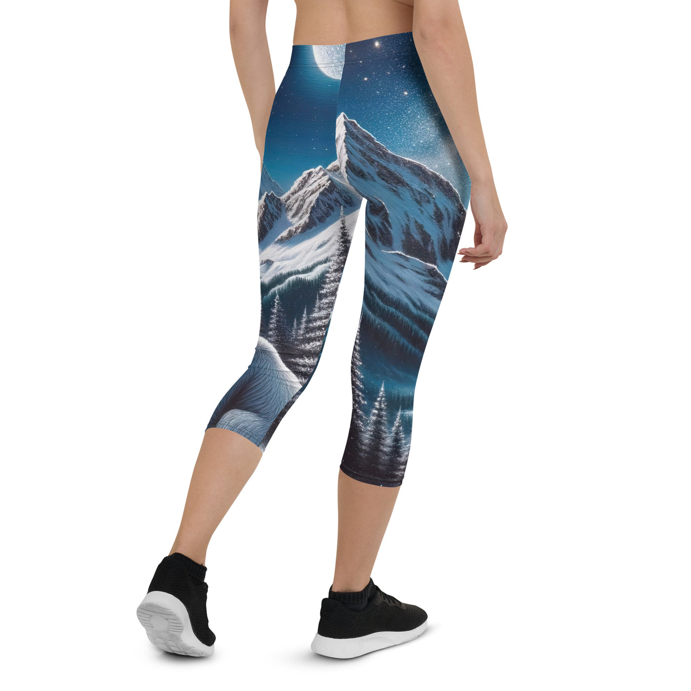 Sternennacht und Eisbär: Acrylgemälde mit Milchstraße, Alpen und schneebedeckte Gipfel - Capri Leggings (All-Over Print) camping xxx yyy zzz