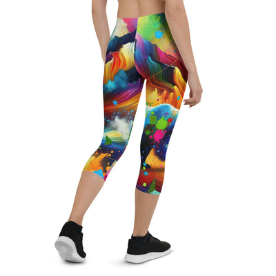 Neonfarbener Alpen Bär in abstrakten geometrischen Formen - Capri Leggings (All-Over Print) camping xxx yyy zzz