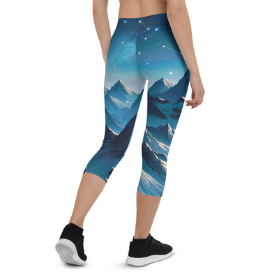 Alpenwinternacht: Digitale Kunst mit Wanderern in Bergen und Sternenhimmel - Capri Leggings (All-Over Print) wandern xxx yyy zzz