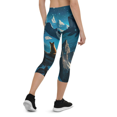 Fuchs in Alpennacht: Digitale Kunst der eisigen Berge im Mondlicht - Capri Leggings (All-Over Print) camping xxx yyy zzz