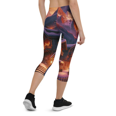 Magische Alpenstunde: Digitale Kunst mit warmem Himmelsschein über schneebedeckte Berge - Capri Leggings (All-Over Print) berge xxx yyy zzz