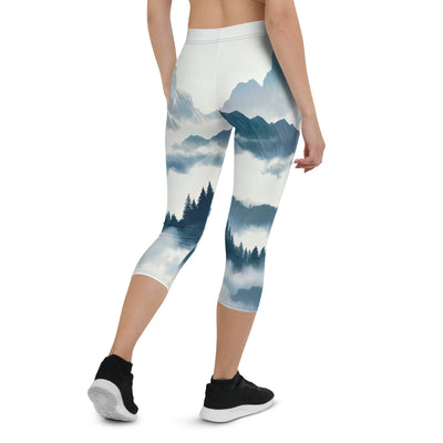 Nebeliger Alpenmorgen-Essenz, verdeckte Täler und Wälder - Capri Leggings (All-Over Print) berge xxx yyy zzz