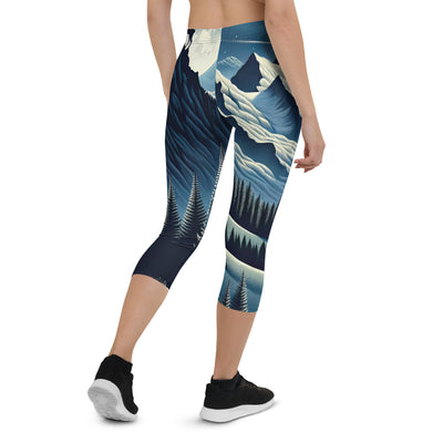 Steinbock in Alpennacht, silberne Berge und Sternenhimmel - Capri Leggings (All-Over Print) berge xxx yyy zzz