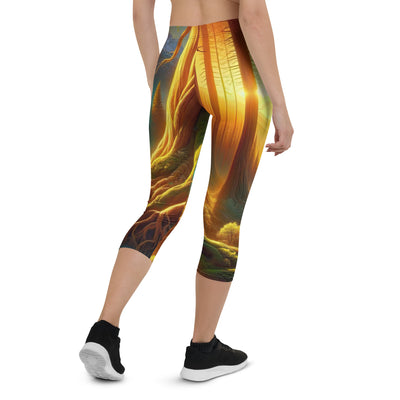 Golden-Stunde Alpenwald, Sonnenlicht durch Blätterdach - Capri Leggings (All-Over Print) camping xxx yyy zzz