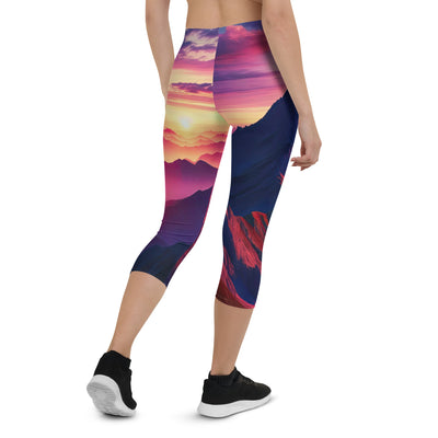 Dramatischer Alpen-Sonnenaufgang, Gipfelkreuz und warme Himmelsfarben - Capri Leggings (All-Over Print) berge xxx yyy zzz