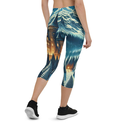 Mondhelle Schlossnacht in den Alpen, sternenklarer Himmel - Capri Leggings (All-Over Print) berge xxx yyy zzz