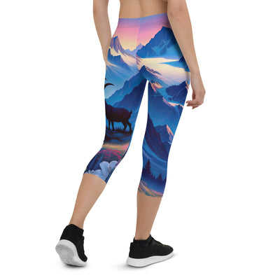 Steinbock bei Dämmerung in den Alpen, sonnengeküsste Schneegipfel - Capri Leggings (All-Over Print) berge xxx yyy zzz