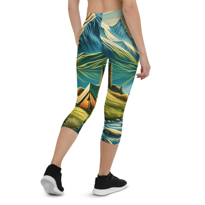 Zelt im Alpenmorgen mit goldenem Licht, Schneebergen und unberührten Seen - Capri Leggings (All-Over Print) berge xxx yyy zzz