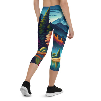 Ruhiger Herbstabend in den Alpen, grün-rote Berge - Capri Leggings (All-Over Print) berge xxx yyy zzz