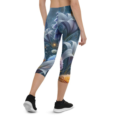 Ätherische Mondnacht auf blühender Wiese, silbriger Blumenglanz - Capri Leggings (All-Over Print) camping xxx yyy zzz