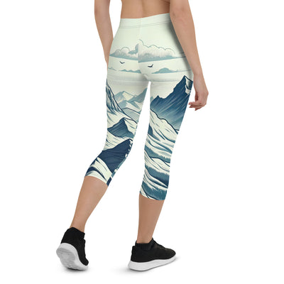 Ausgedehnte Bergkette mit dominierendem Gipfel und wehender Schweizer Flagge - Capri Leggings (All-Over Print) berge xxx yyy zzz