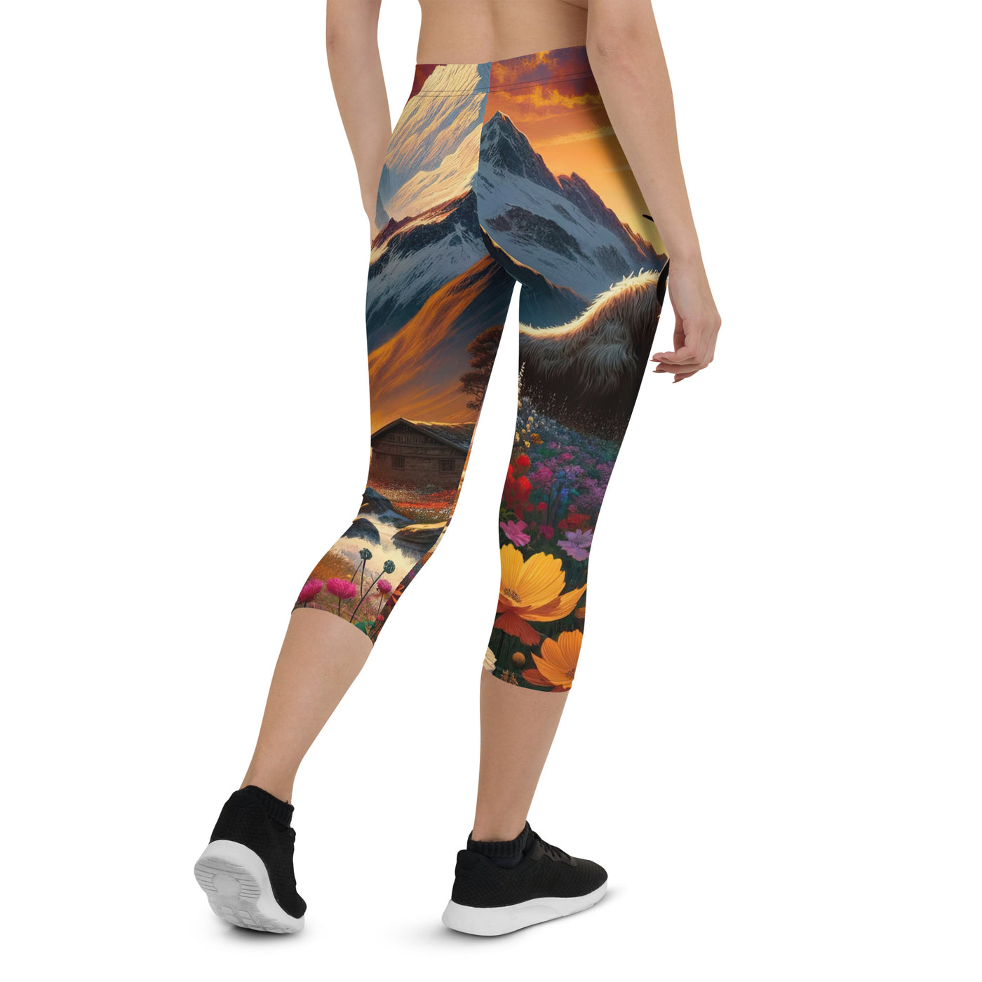 Magischer Alpenabend mit Hochlandkuh und goldener Sonnenkulisse - Capri Leggings (All-Over Print) berge xxx yyy zzz