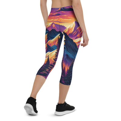 Lebendiger Alpen-Sonnenuntergang, schneebedeckte Gipfel in warmen Tönen - Capri Leggings (All-Over Print) berge xxx yyy zzz