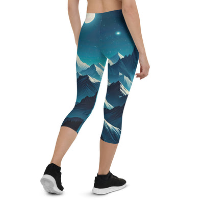 Sternenklare Nacht über den Alpen, Vollmondschein auf Schneegipfeln - Capri Leggings (All-Over Print) berge xxx yyy zzz