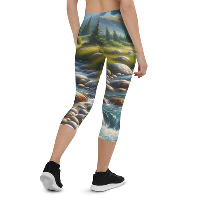 Ölgemälde eines Gebirgsbachs durch felsige Landschaft - Capri Leggings (All-Over Print) berge xxx yyy zzz