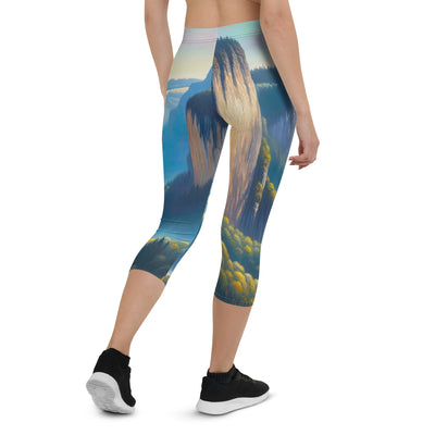 Ölgemälde einer ruhigen Szene in Luxemburg mit Heißluftballon und blauem Himmel - Capri Leggings (All-Over Print) berge xxx yyy zzz