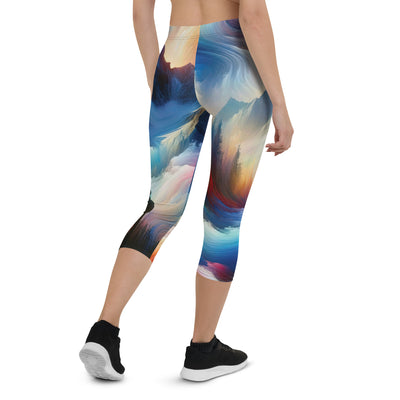 Foto eines abstrakt-expressionistischen Alpengemäldes mit Wanderersilhouette - Capri Leggings (All-Over Print) wandern xxx yyy zzz