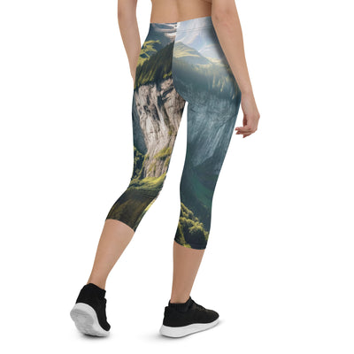 Foto der sommerlichen Alpen mit üppigen Gipfeln und Wasserfall - Capri Leggings (All-Over Print) berge xxx yyy zzz