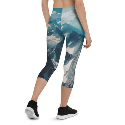 Foto der Alpen mit Gipfelkreuz an einem klaren Tag, schneebedeckte Spitzen vor blauem Himmel - Capri Leggings (All-Over Print) berge xxx yyy zzz