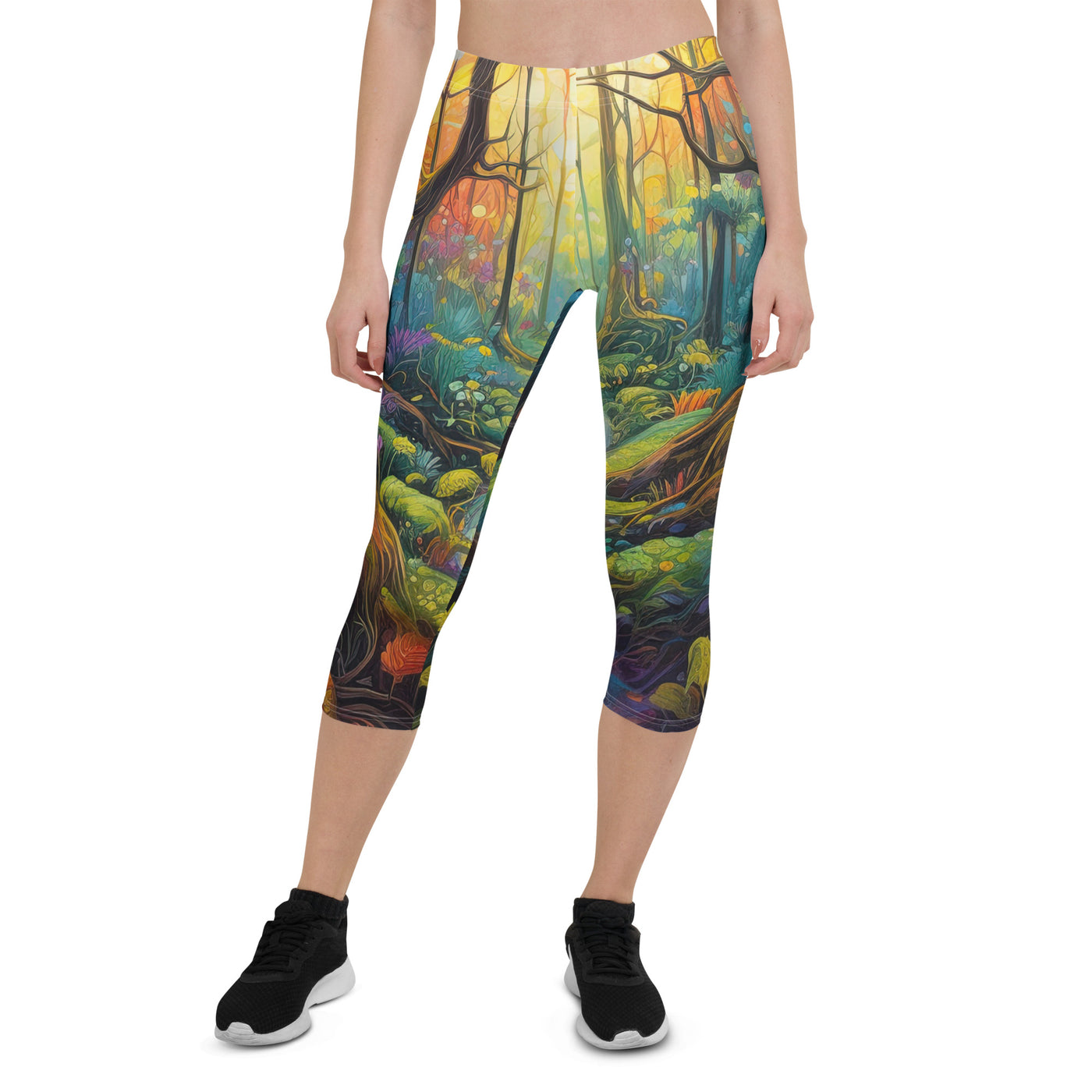 Wald und Wanderweg - Bunte, farbenfrohe Malerei - Capri Leggings (All-Over Print) camping xxx XL