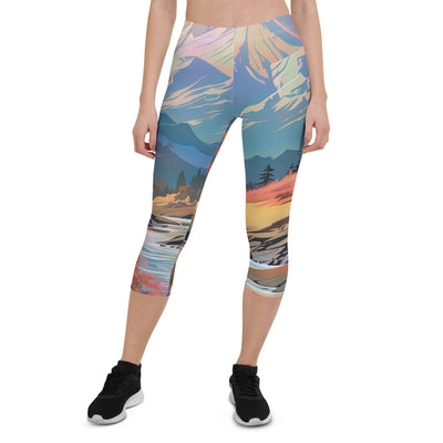 Berge. Fluss und Blumen - Malerei - Capri Leggings (All-Over Print) berge xxx XL