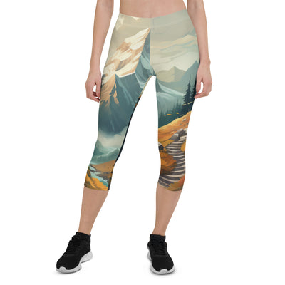 Berge, Wald und Wanderweg - Malerei - Capri Leggings (All-Over Print) berge xxx XL