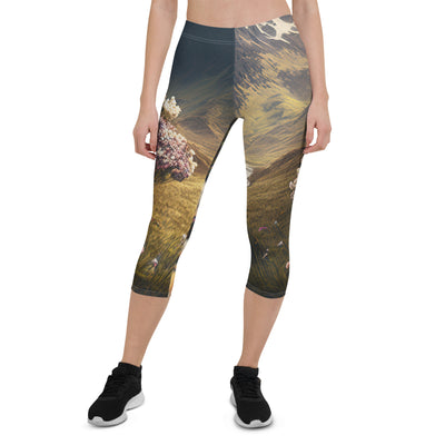 Epischer Berg, steiniger Weg und Blumen - Realistische Malerei - Capri Leggings (All-Over Print) berge xxx XL