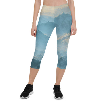 Schöne Berge mit Nebel bedeckt - Ölmalerei - Capri Leggings (All-Over Print) berge xxx XL