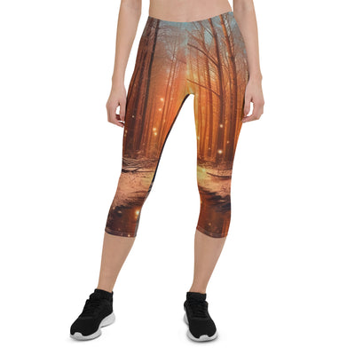 Bäume im Winter, Schnee, Sonnenaufgang und Fluss - Capri Leggings (All-Over Print) camping xxx XL