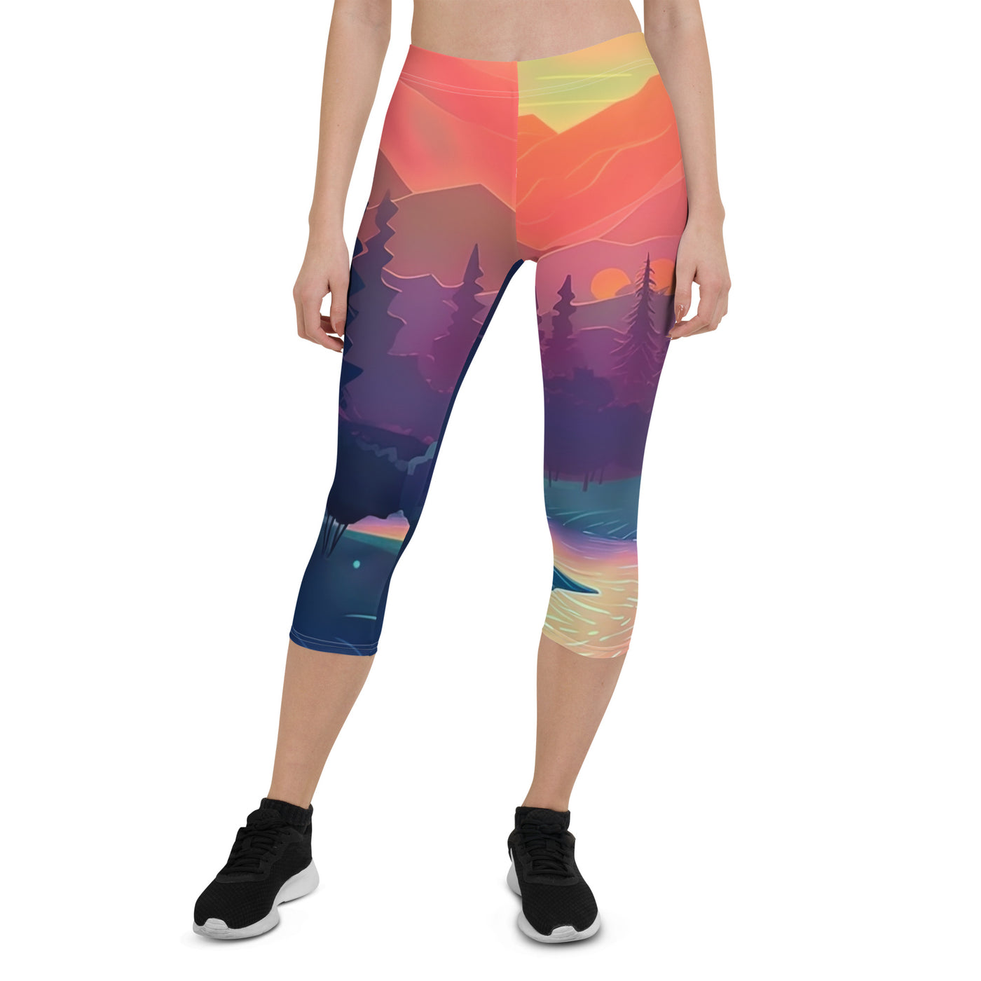 Berge, Fluss, Sonnenuntergang - Malerei - Capri Leggings (All-Over Print) berge xxx XL