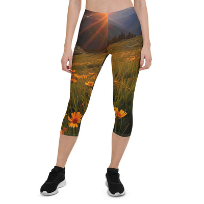 Gebirge, Sonnenblumen und Sonnenaufgang - Capri Leggings (All-Over Print) berge xxx XL