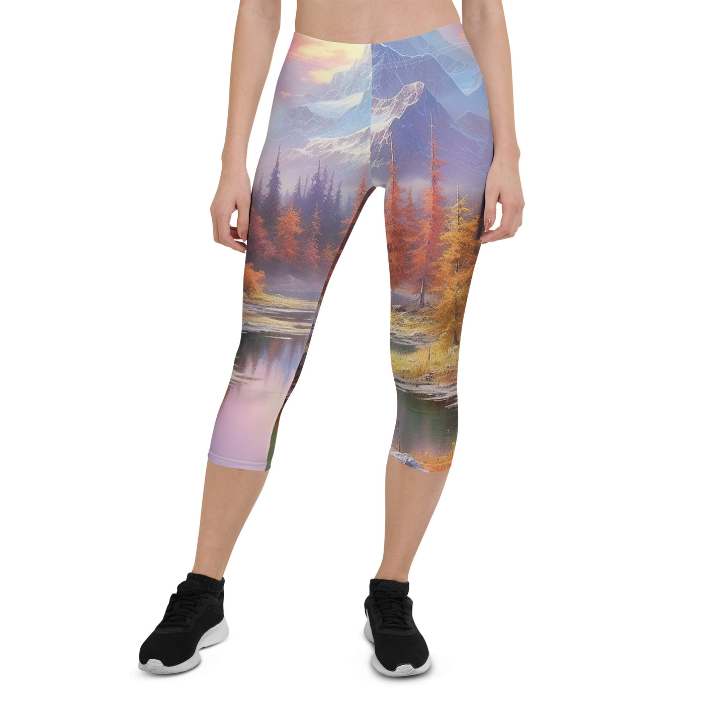 Landschaftsmalerei - Berge, Bäume, Bergsee und Herbstfarben - Capri Leggings (All-Over Print) berge xxx XL