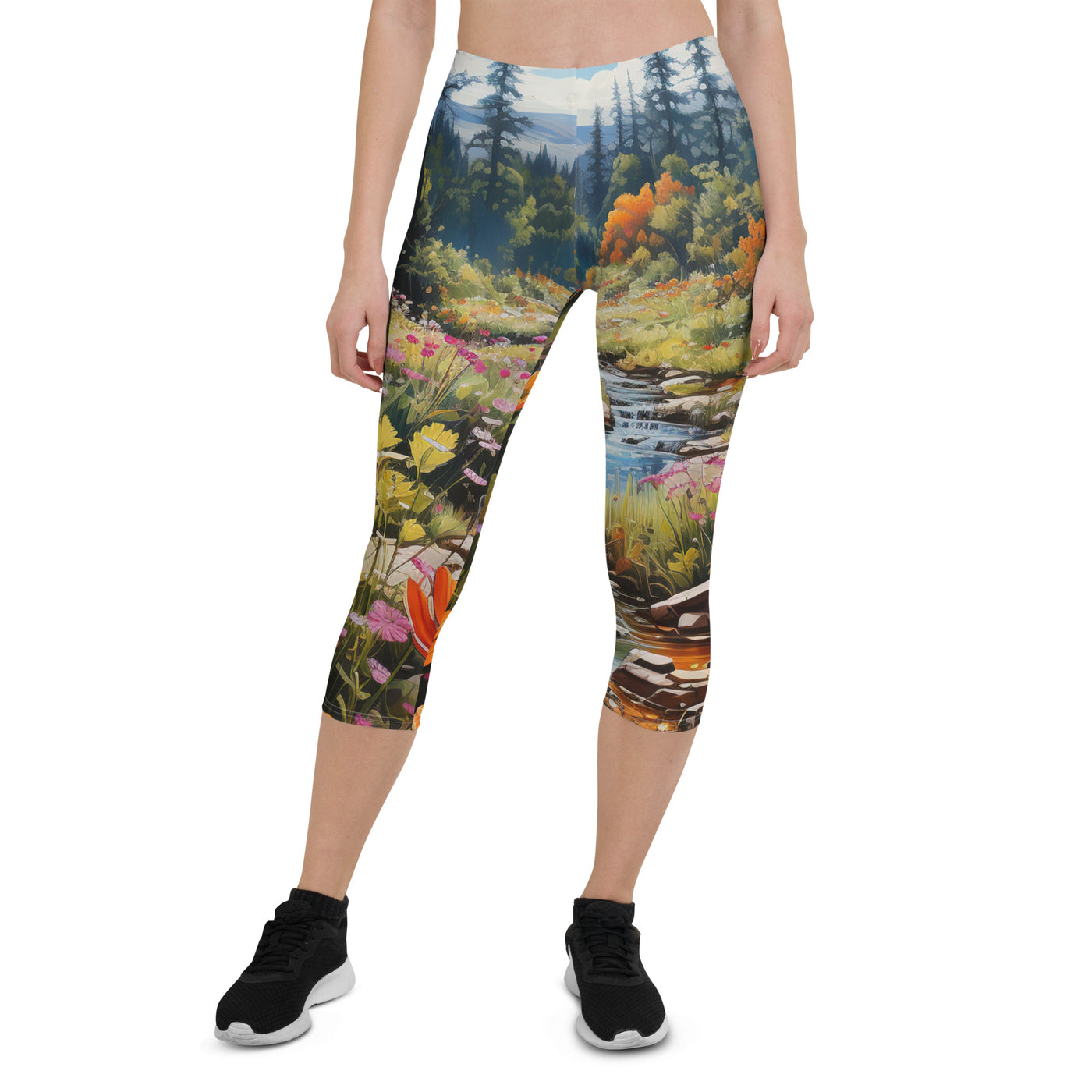 Berge, schöne Blumen und Bach im Wald - Capri Leggings (All-Over Print) berge xxx XL