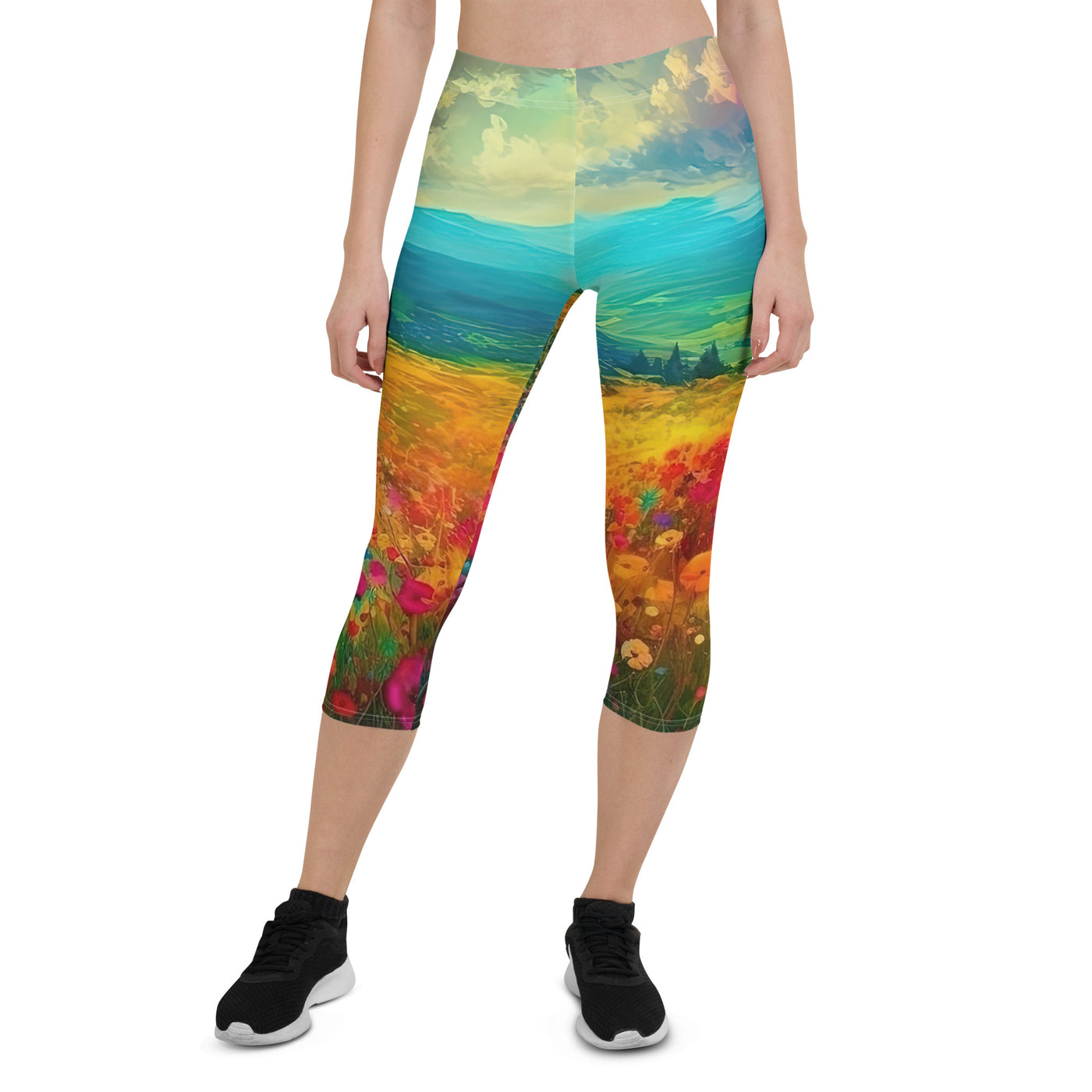 Berglandschaft und schöne farbige Blumen - Malerei - Capri Leggings (All-Over Print) berge xxx XL