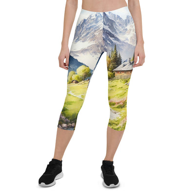 Epische Berge und Berghütte - Landschaftsmalerei - Capri Leggings (All-Over Print) berge xxx XL