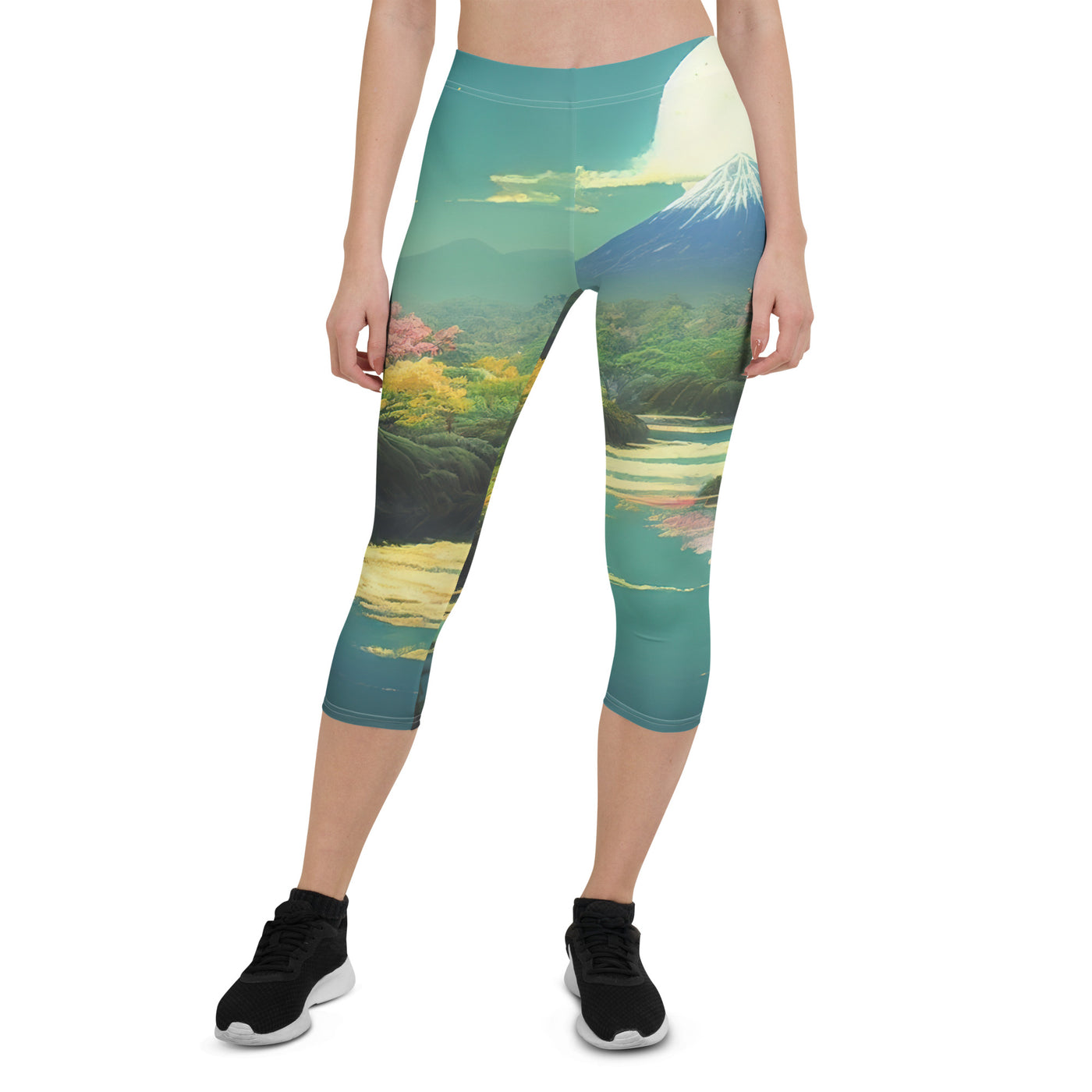 Berg, See und Wald mit pinken Bäumen - Landschaftsmalerei - Capri Leggings (All-Over Print) berge xxx XL