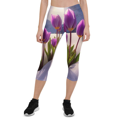 Tulpen im Schnee und in den Bergen - Blumen im Winter - Capri Leggings (All-Over Print) berge xxx XL