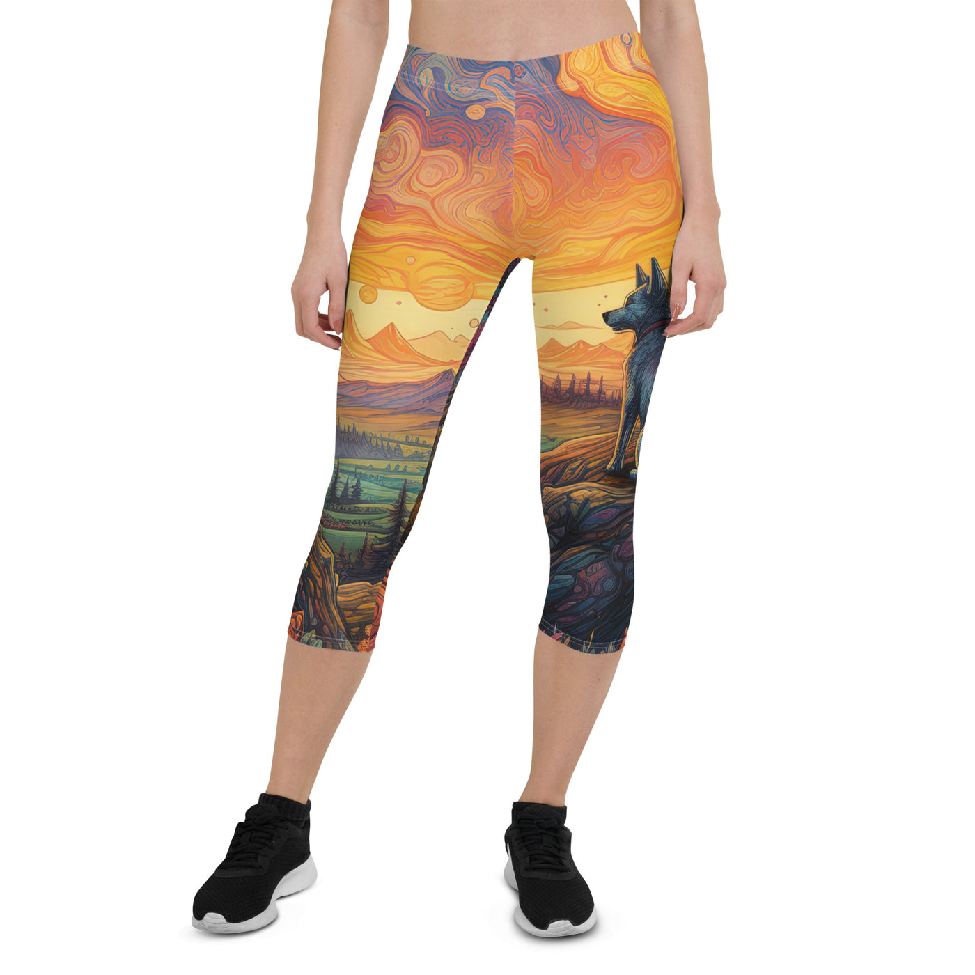 Hund auf Felsen - Epische bunte Landschaft - Malerei - Capri Leggings (All-Over Print) camping xxx XL