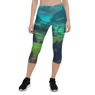 Berglandschaft und Dorf - Fotorealistische Malerei - Capri Leggings (All-Over Print) berge xxx XL