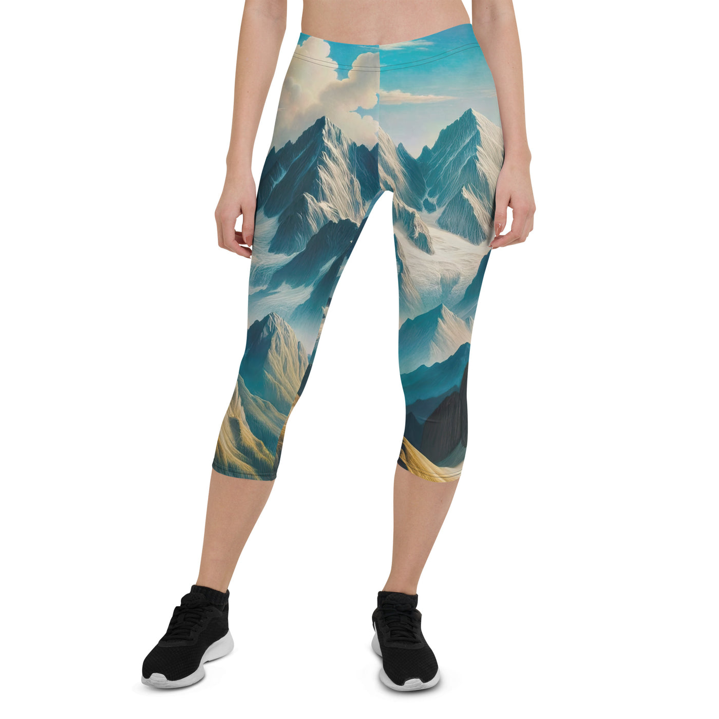 Ein Gemälde von Bergen, das eine epische Atmosphäre ausstrahlt. Kunst der Frührenaissance - Capri Leggings (All-Over Print) berge xxx yyy zzz XL