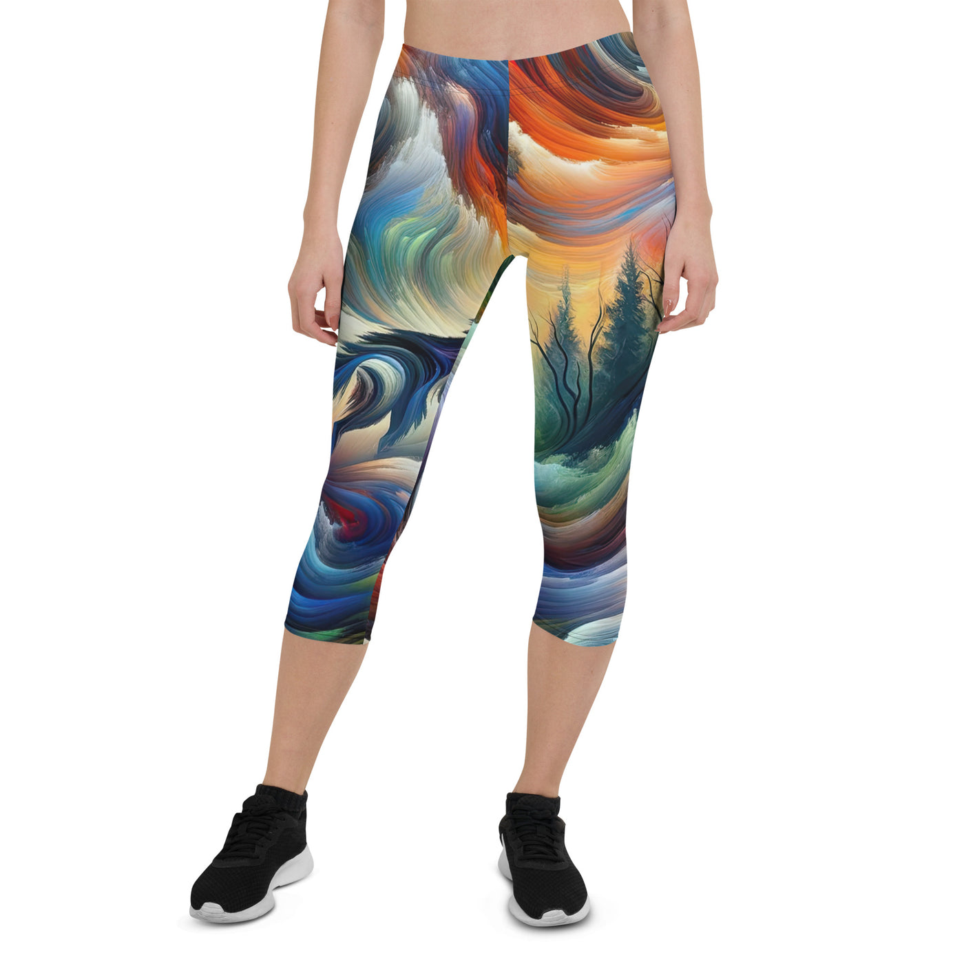 Alpen Abstraktgemälde mit Wolf Silhouette in lebhaften Farben (AN) - Capri Leggings (All-Over Print) xxx yyy zzz XL