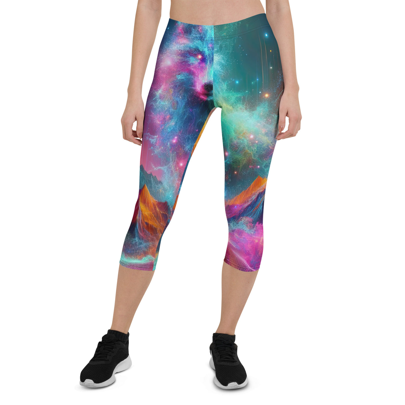 Alpen und Wolf: Lebendige Farben und schimmernde Lichtpartikel (AN) - Capri Leggings (All-Over Print) xxx yyy zzz XL