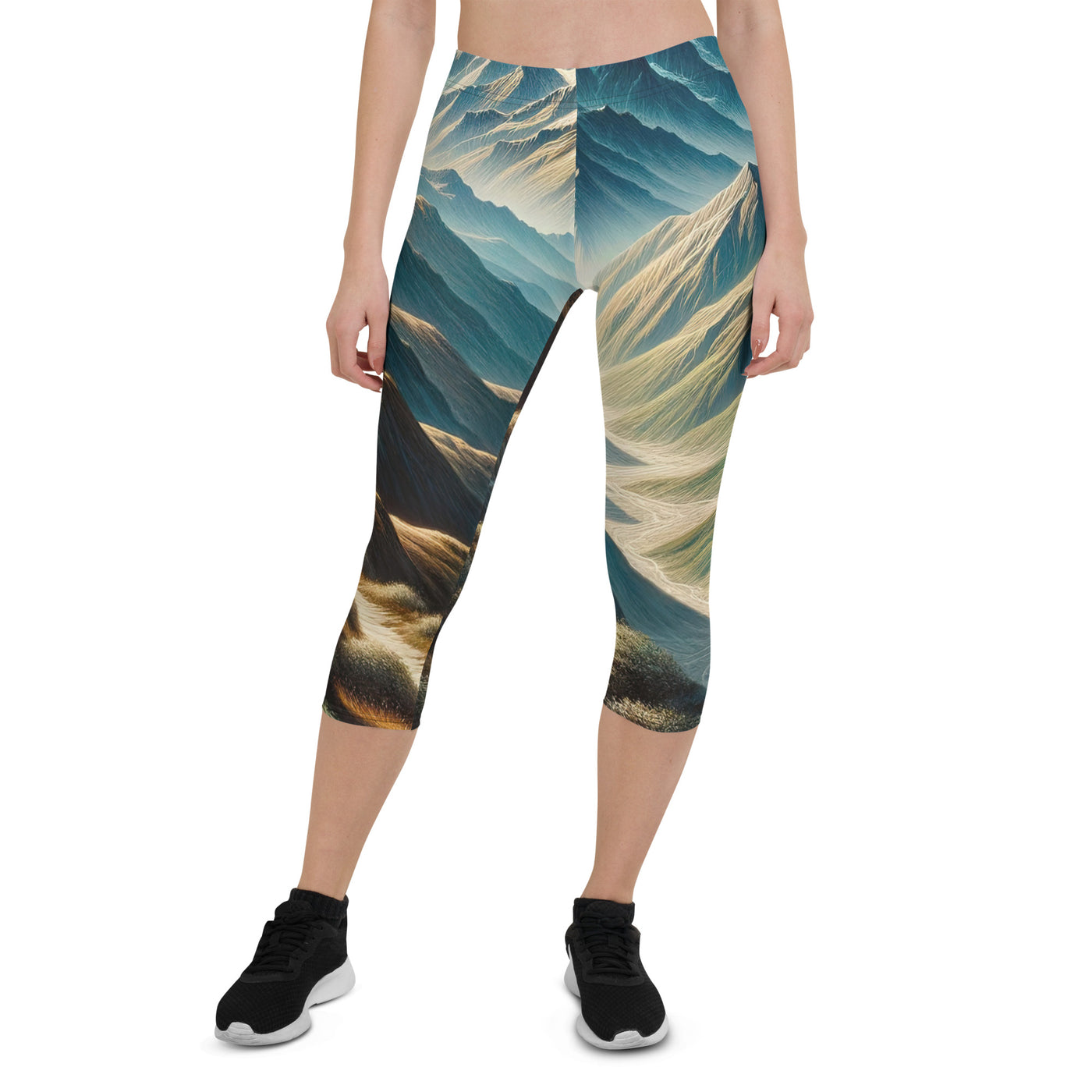 Berglandschaft: Acrylgemälde mit hervorgehobenem Pfad - Capri Leggings (All-Over Print) berge xxx yyy zzz XL