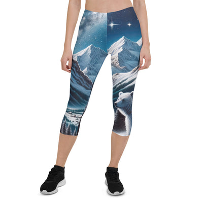 Sternennacht und Eisbär: Acrylgemälde mit Milchstraße, Alpen und schneebedeckte Gipfel - Capri Leggings (All-Over Print) camping xxx yyy zzz XL