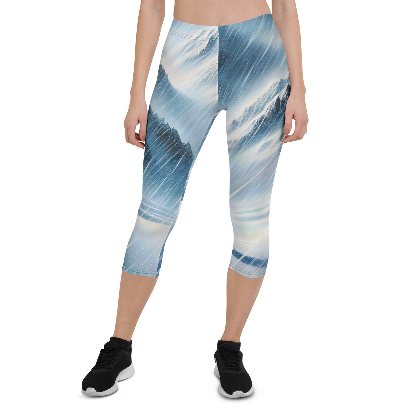 Wanderer und Bergsteiger im Schneesturm: Acrylgemälde der Alpen - Capri Leggings (All-Over Print) wandern xxx yyy zzz XL